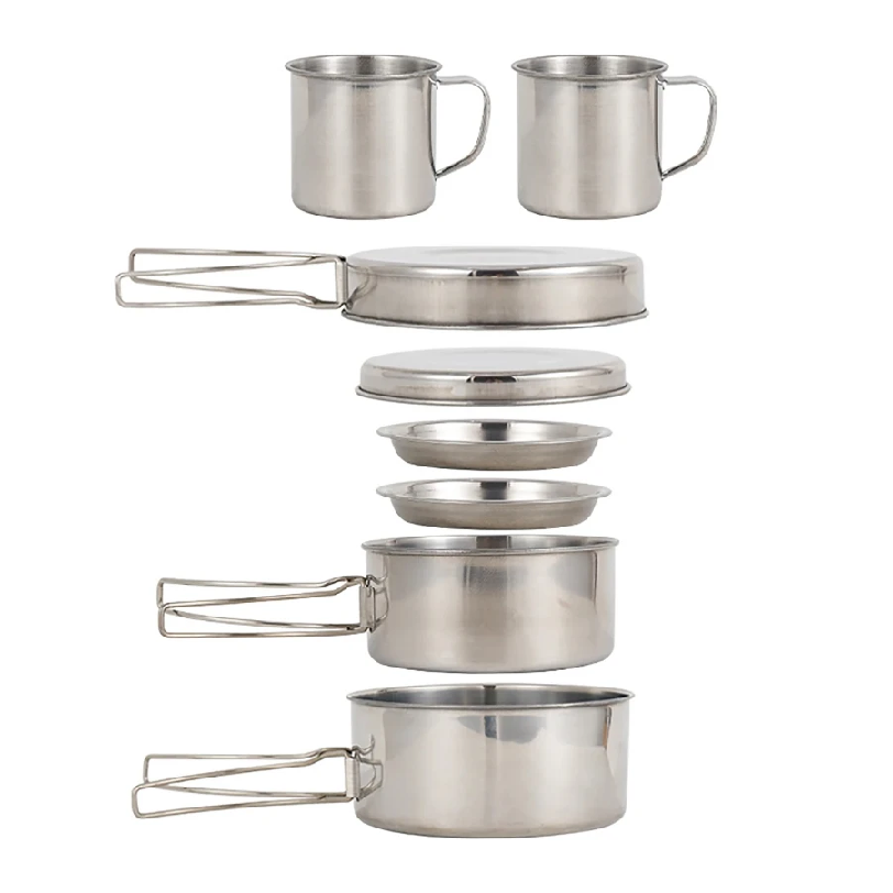 Camping Cooking Utensil Bag - 8pcs/Set Camping Cookware Mess Kit Stainless