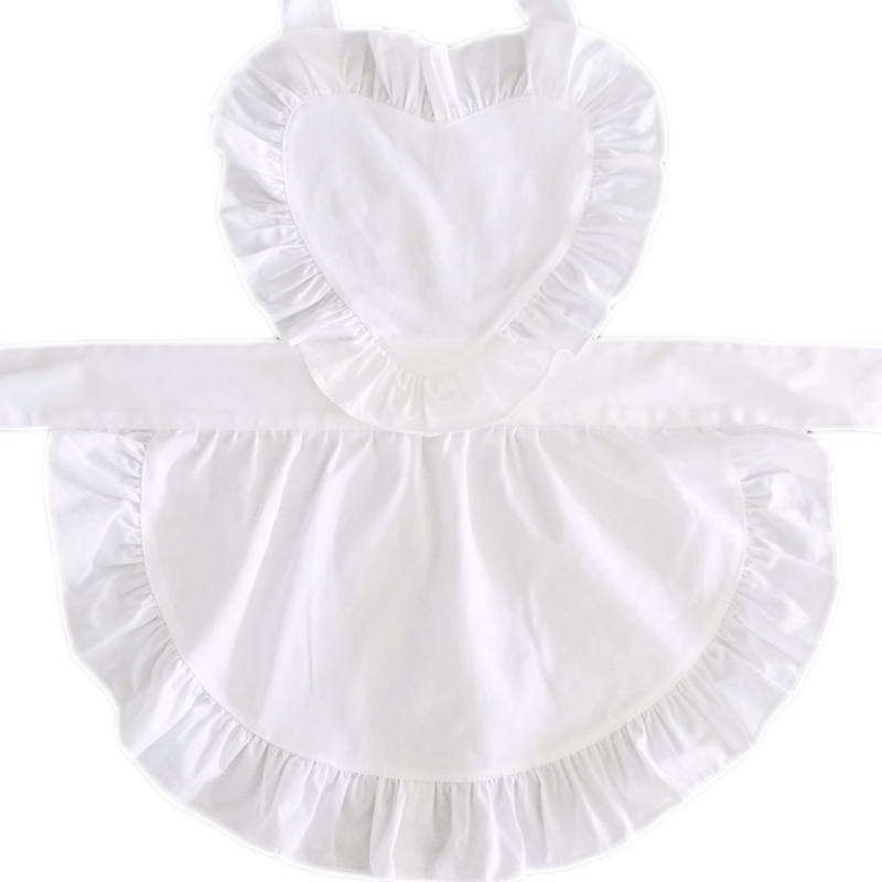Camping Cooking Apron - Cotton Twill Heart Ruffled Maid Apron