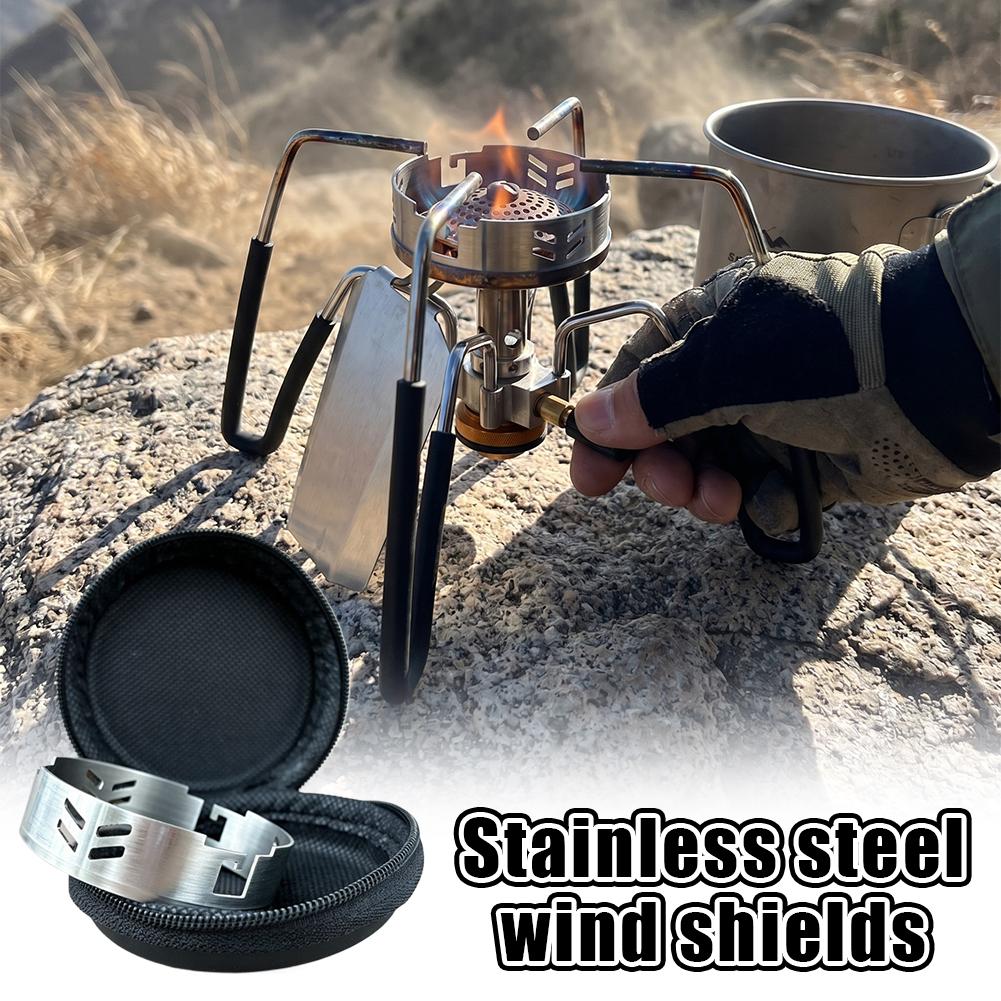 Camping Cooking Set With Bag - 304 Stainless Steel Stove Wind Shield