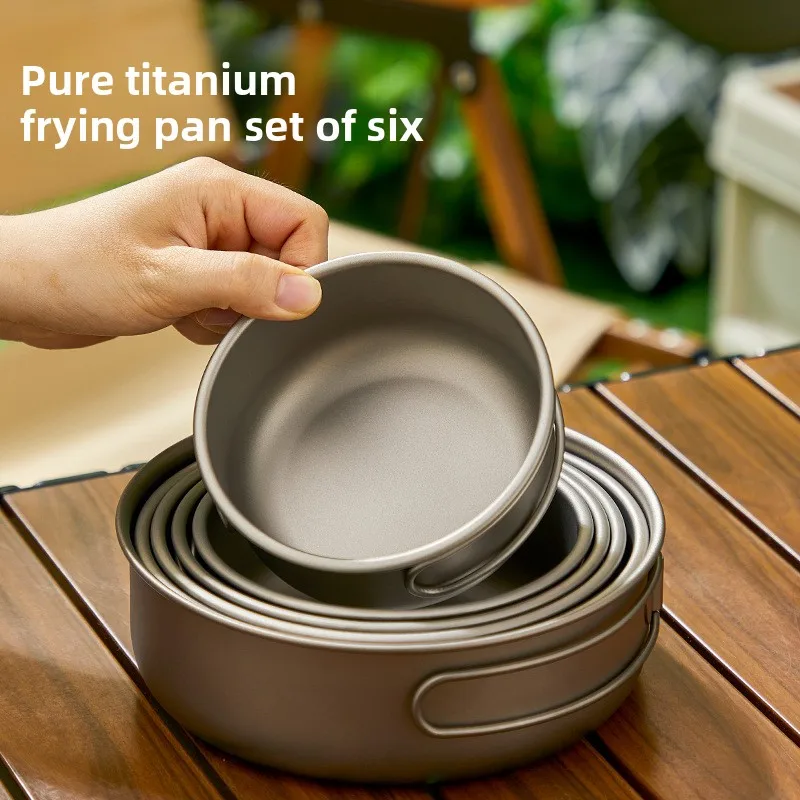 Camping Cooking Set With Bag - Titanium Outdoor Pot Set Picnic Camping