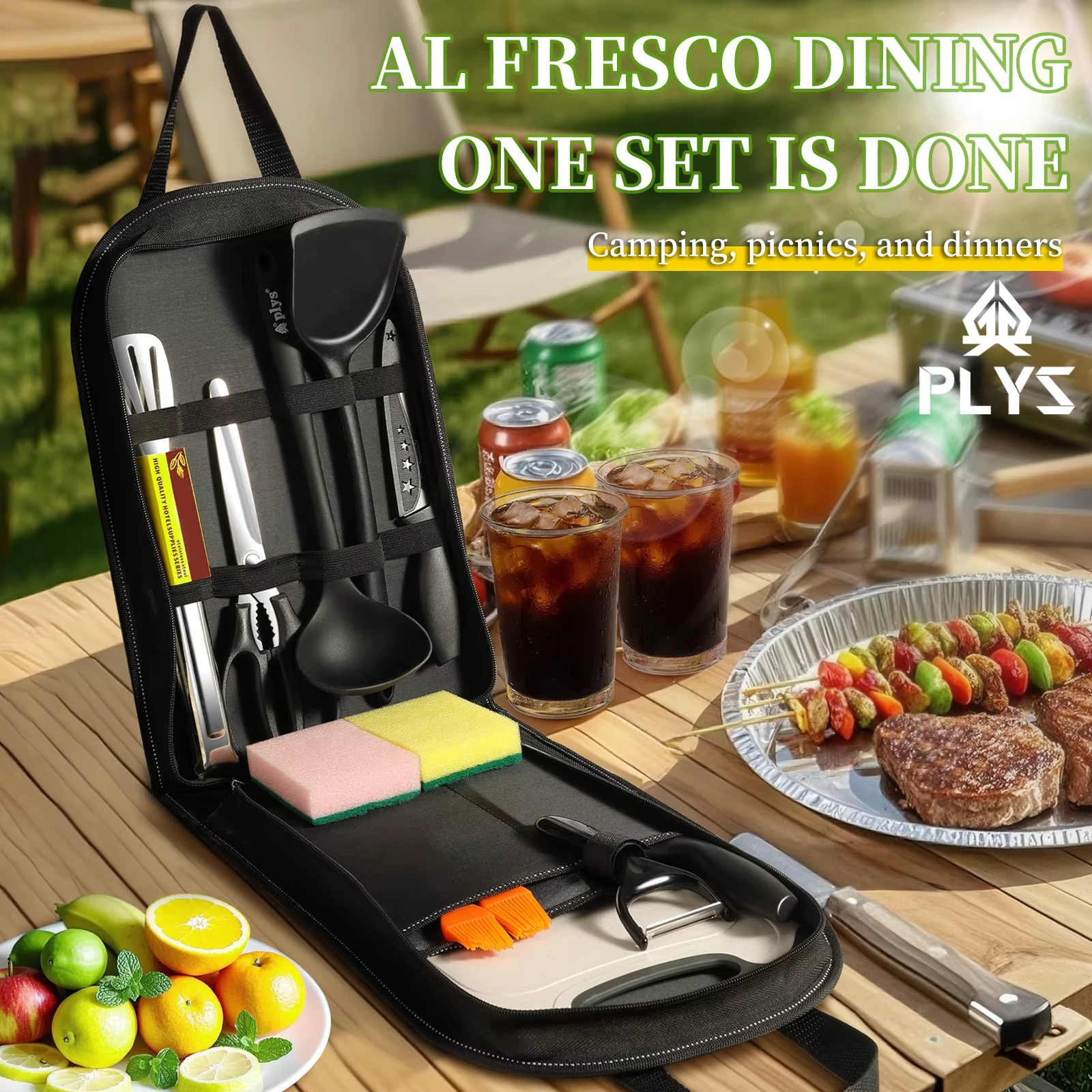 Portable outdoor utensils set  - Camping Cooking And Dining Set 评论和价格