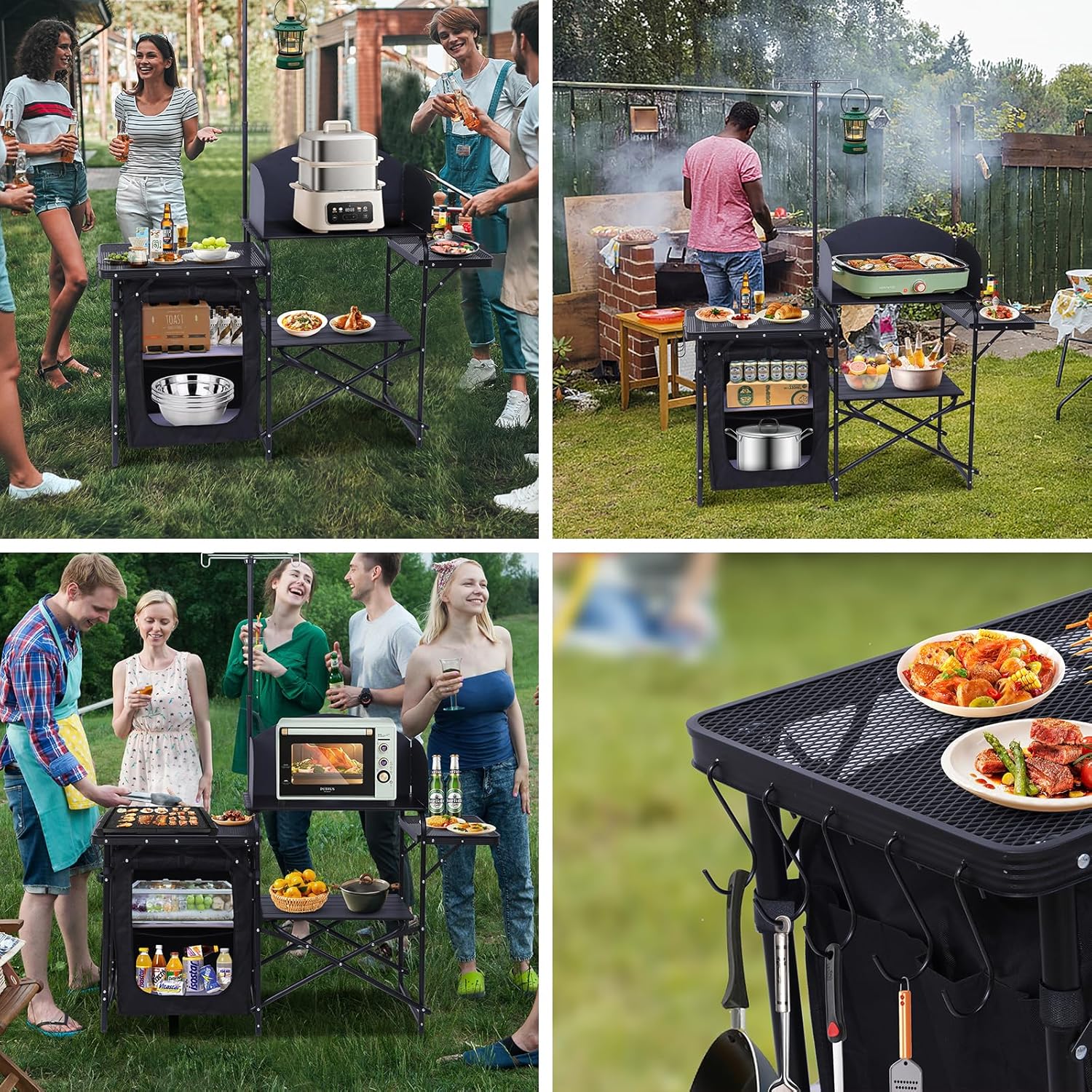 Camping Kitchen Station, Foldi - Camping Cooking Table With Windshield 评论和价格
