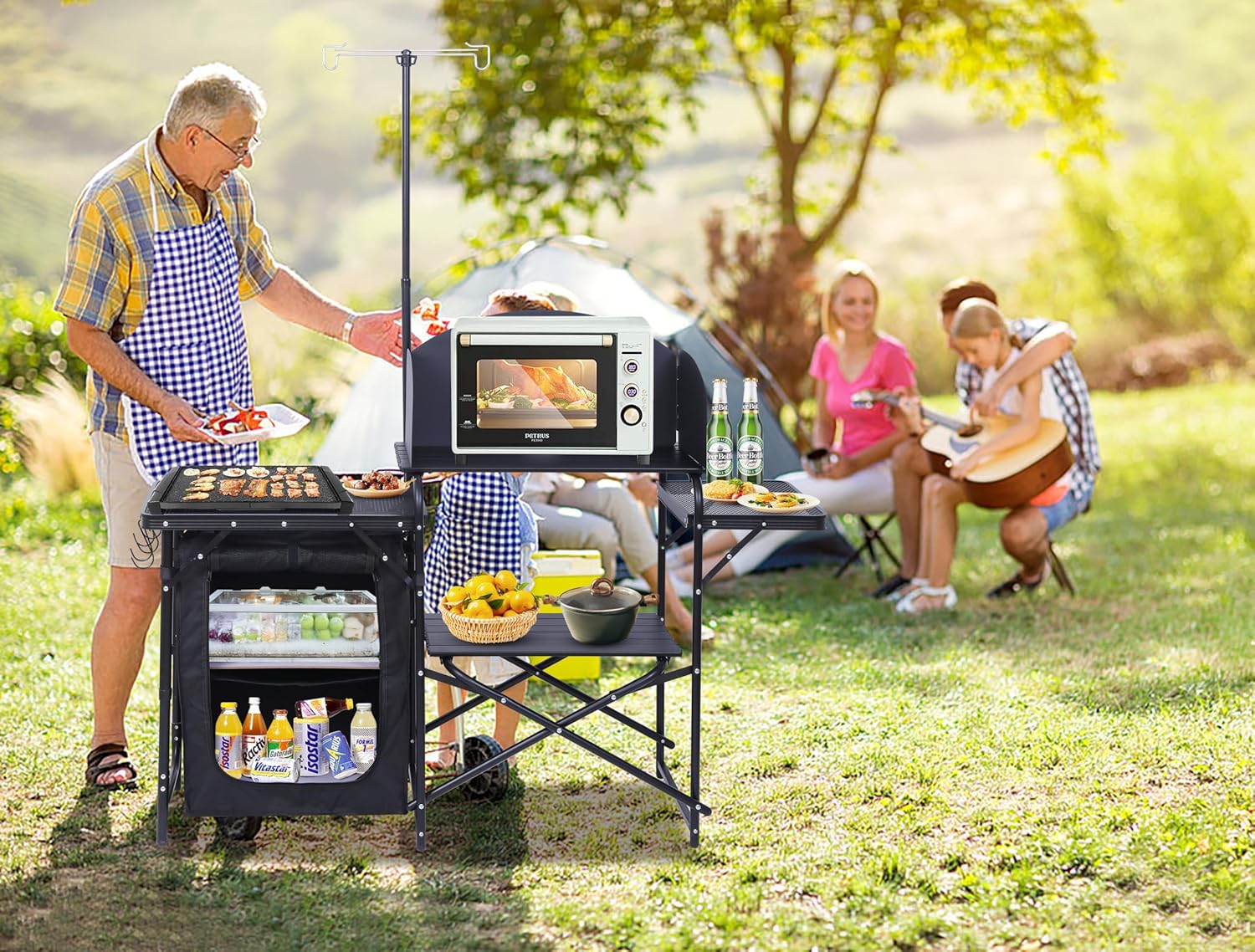 Camping Kitchen Station, Foldi - Camping Cooking Table With Windshield 评论和价格