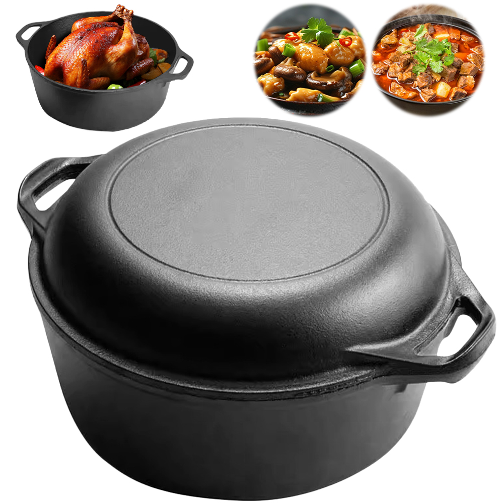 2 in 1 Cast Iron Dutch Oven Po - Camping Cooking Heater 评论和价格