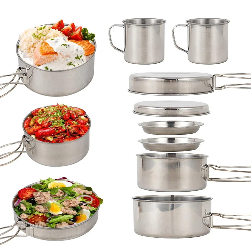 8pcs/Set Camping Cookware Mess - Camping Cooking Utensil Bag 评论和价格