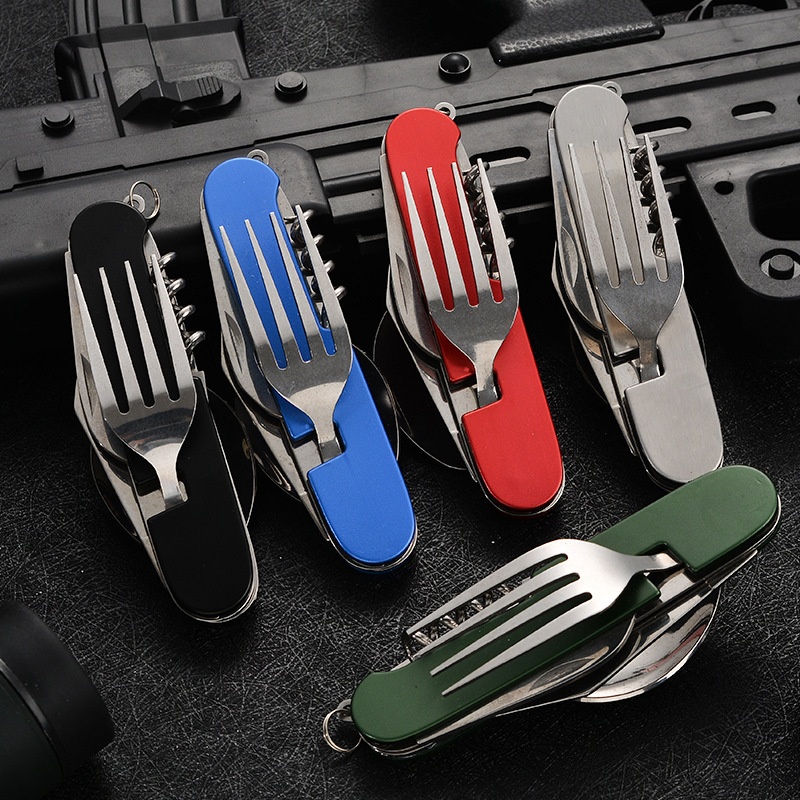 4 in 1 Folding Tableware Detac - Camping Cooking Knife 评论和价格