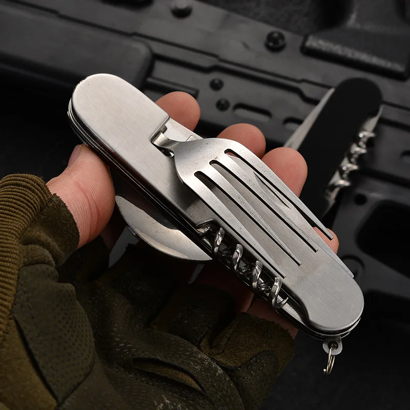 4 in 1 Folding Tableware Detac - Camping Cooking Knife 评论和价格