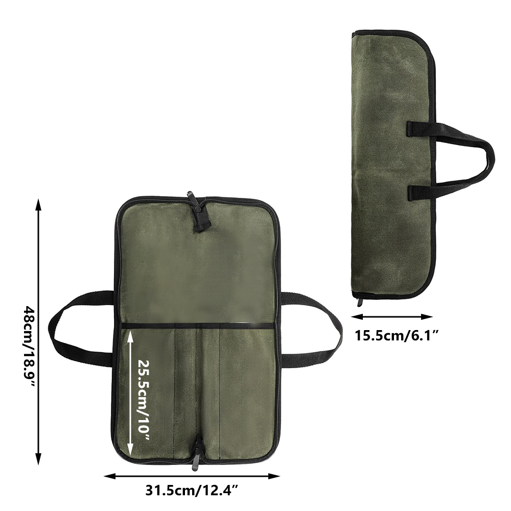 Waxed Canvas Knife Roll Bag Mu - Camping Cooking Utensil Bag 评论和价格