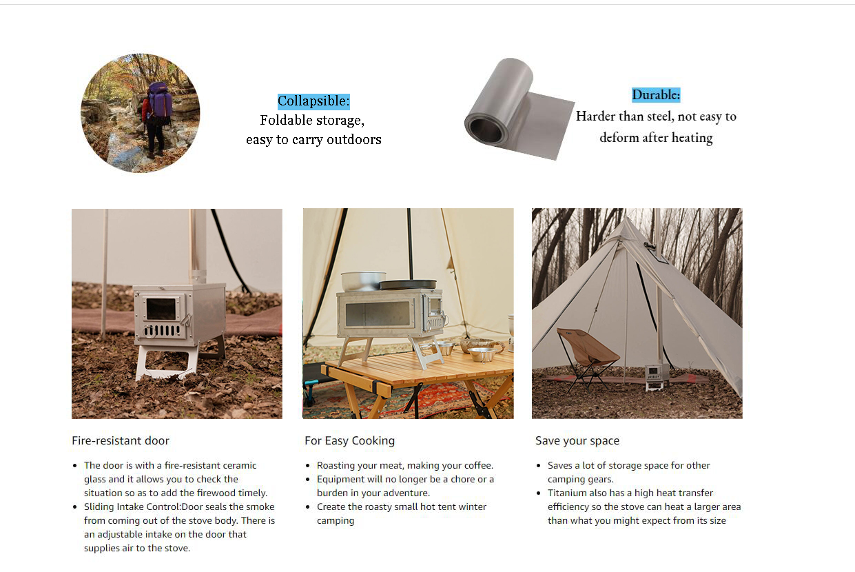 Wood Heater Stove Portable Ten - Camping Cooking Heater 评论和价格