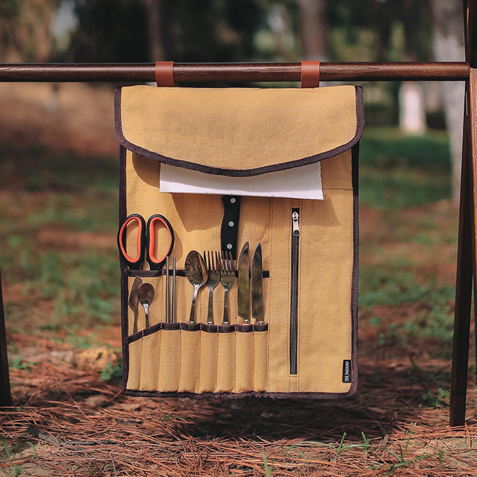 Portable Camping Utensil Roll  - Camping Cooking Utensil Bag 评论和价格