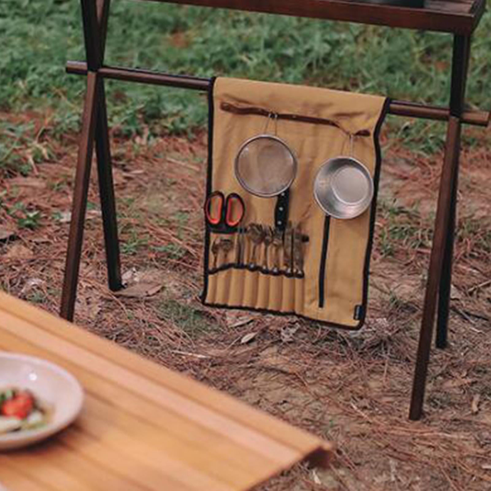 Portable Camping Utensil Roll  - Camping Cooking Utensil Bag 评论和价格