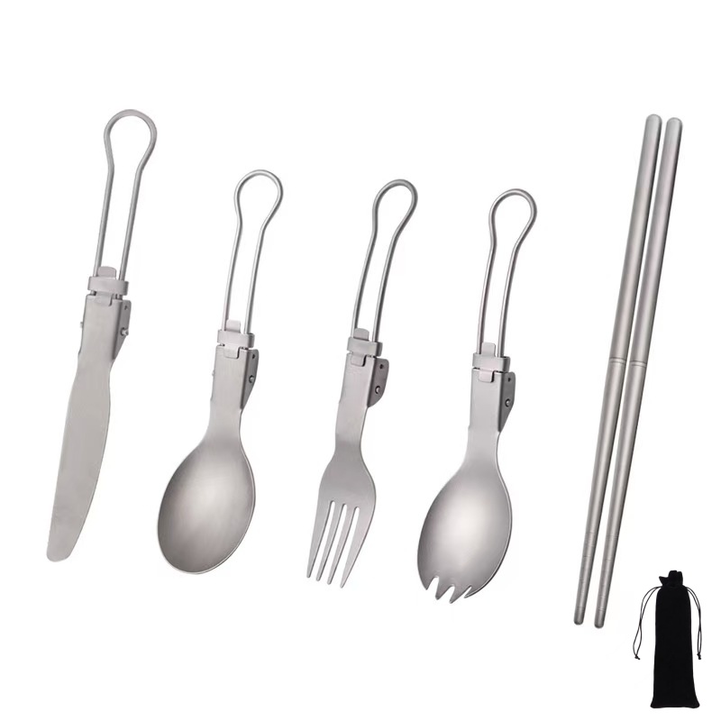 Titanium Foldable Utensil Set  - Camping Cooking And Eating 评论和价格