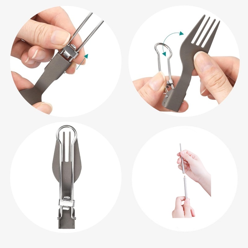 Titanium Foldable Utensil Set  - Camping Cooking And Eating 评论和价格