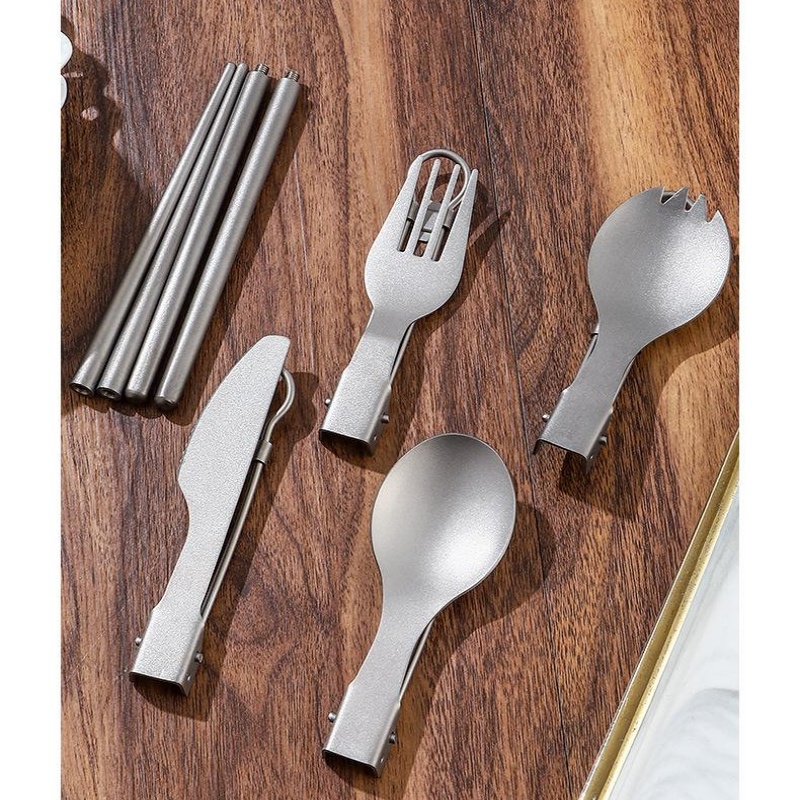 Titanium Foldable Utensil Set  - Camping Cooking And Eating 评论和价格