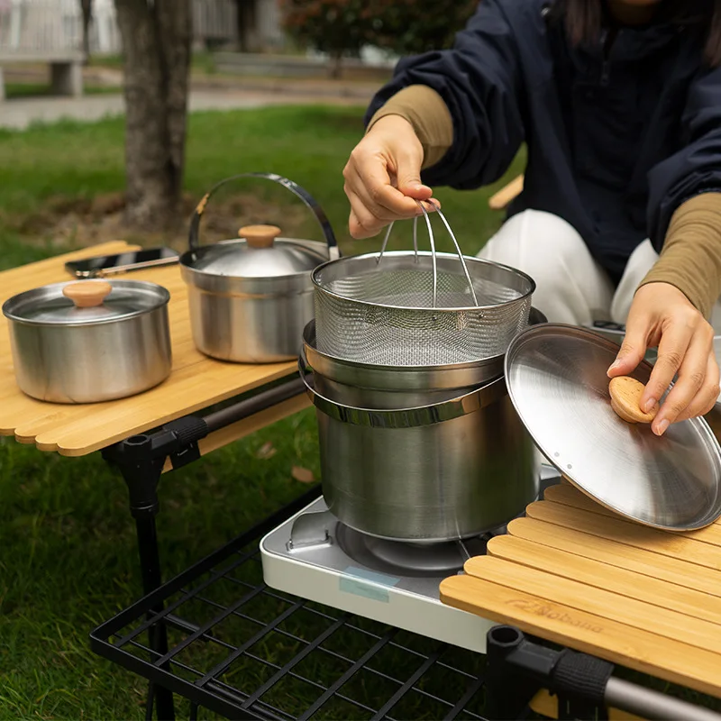 2026 New Outdoor Stainless Ste - Camping Cooking Set With Bag 评论和价格