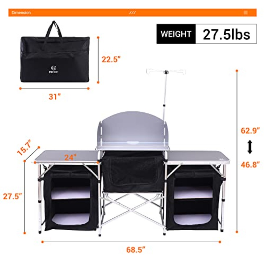 Camping Kitchen Table, Folding - Camping Cooking Table With Windshield 评论和价格
