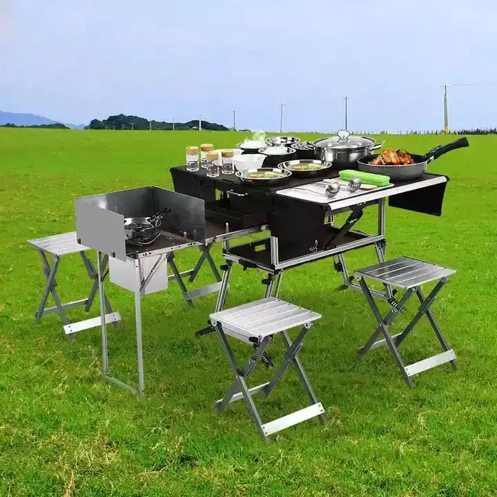 Portable Outdoor Folding Food  - Camping Cooking And Dining Set 评论和价格
