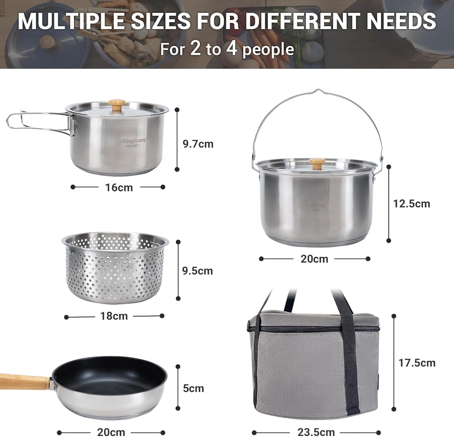 304 Stainless Steel Camping Co - Camping Cooking Set With Bag 评论和价格
