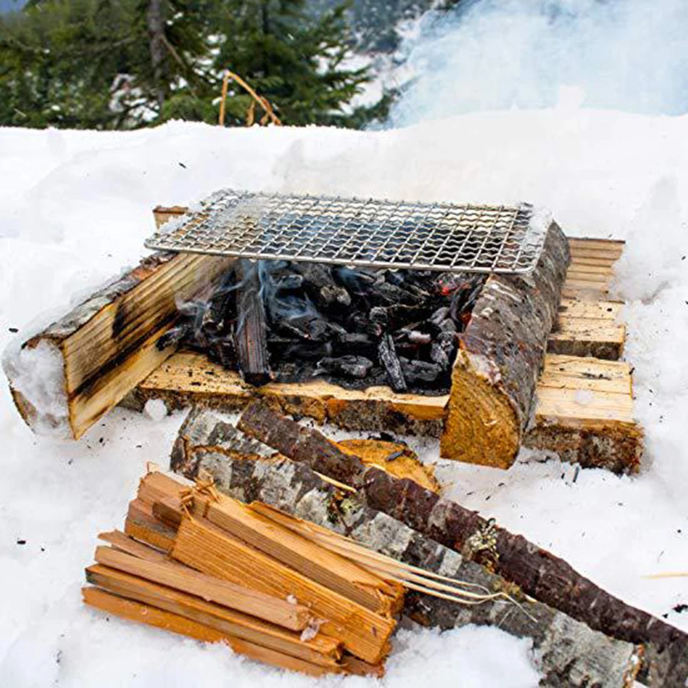 BBQ Grilling Net Fire Cooking  - Camping Cooking Grate 评论和价格