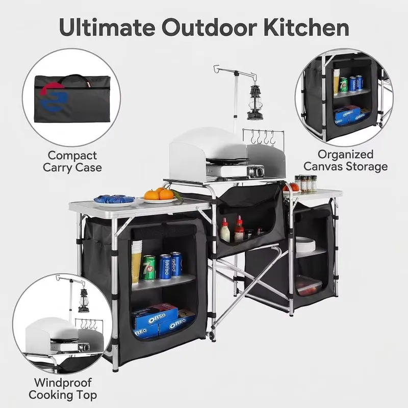 Wholesale Large Aluminum Outdo - Camping Cooking Table With Windshield 评论和价格