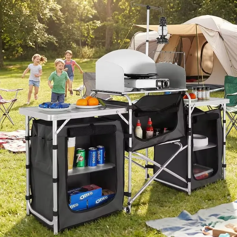 Wholesale Large Aluminum Outdo - Camping Cooking Table With Windshield 评论和价格