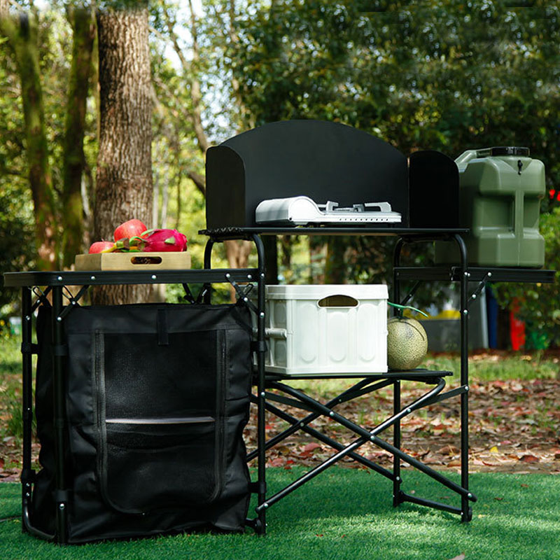 Factory Wholesale Portable Out - Camping Cooking Table With Windshield 评论和价格